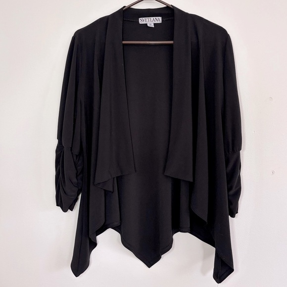 🎉4/30$🎉 Svetlana Black Draped Open Cardigan - Size 14 - Picture 1 of 5